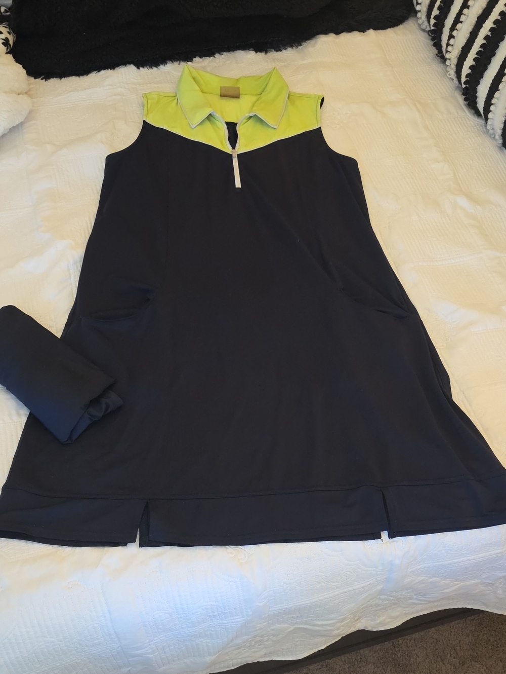Jofit Navy Midi Dress with Lime Collar Has Shorts !!